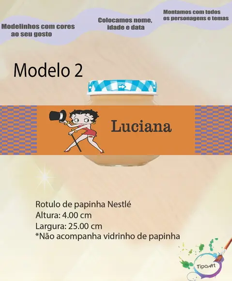 Rótulo Vidro Papinha-betty Boop