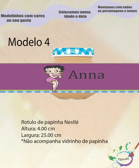 Rótulo Vidro Papinha-betty Boop