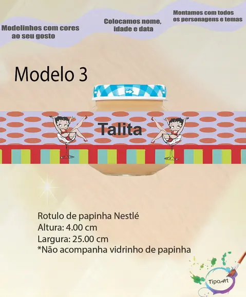 Rótulo Vidro Papinha-betty Boop