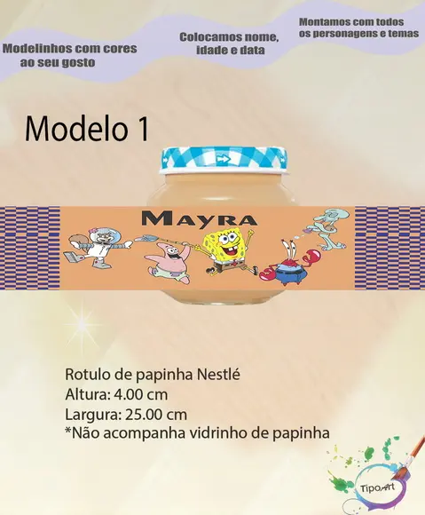 Rótulo Vidro Papinha-bob Esponja