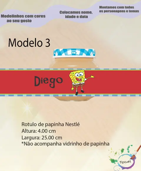 Rótulo Vidro Papinha-bob Esponja