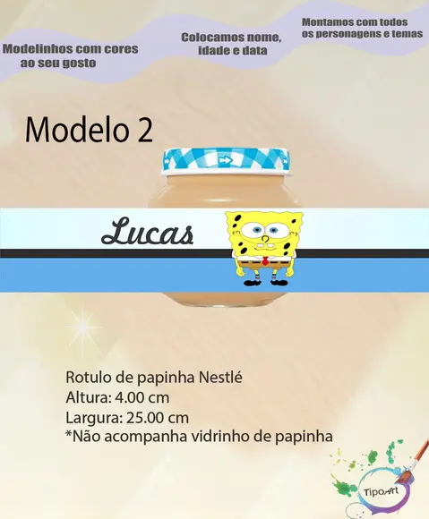 Rótulo Vidro Papinha-bob Esponja