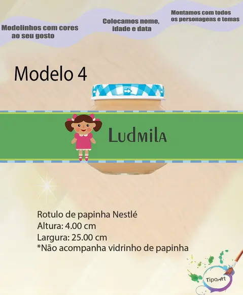 Rótulo Vidro Papinha-boneca