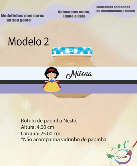 Rótulo Vidro Papinha-branca de Neve