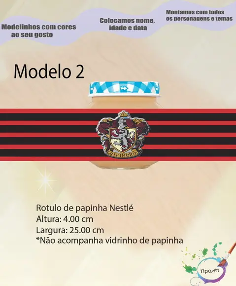 Rótulo Vidro Papinha-brasões Hogwarts