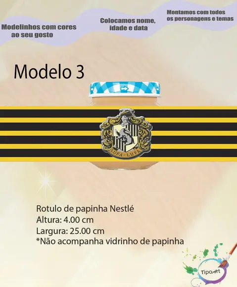 Rótulo Vidro Papinha-brasões Hogwarts