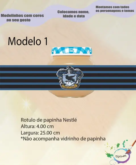 Rótulo Vidro Papinha-brasões Hogwarts