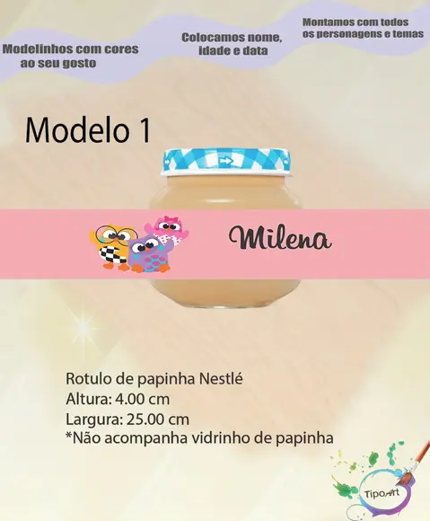 Rótulo Vidro Papinha-bubu e as Corujinhas