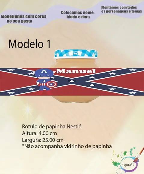Rótulo Vidro Papinha-capitão America