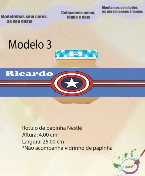 Rótulo Vidro Papinha-capitão America