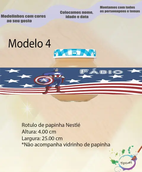 Rótulo Vidro Papinha-capitão America