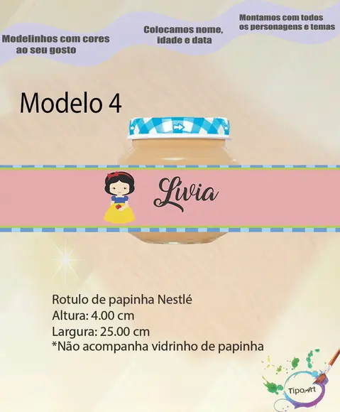 Rótulo Vidro Papinha-branca de Neve