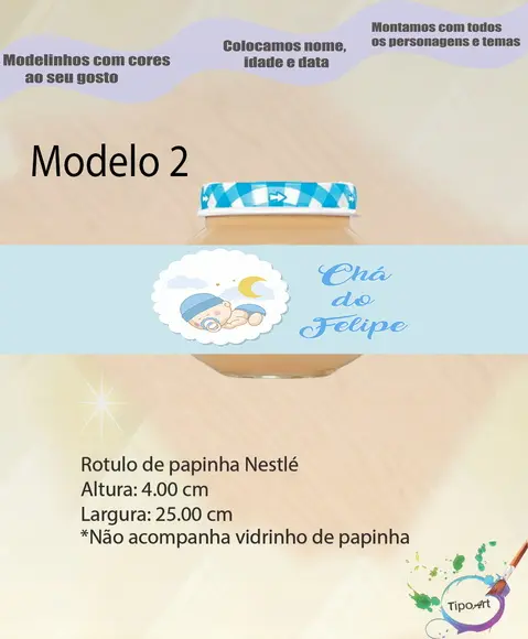 Rótulo Vidro Papinha-chá de Bebê