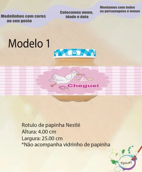Rótulo Vidro Papinha-chá de Bebê