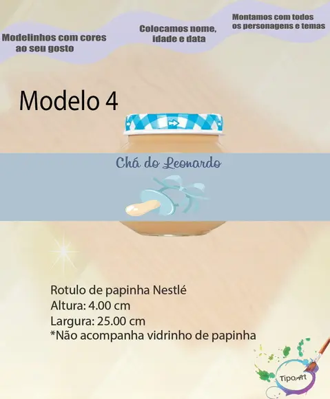 Rótulo Vidro Papinha-chá de Bebê