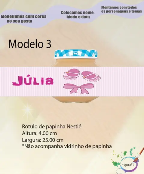 Rótulo Vidro Papinha-chá de Bebê