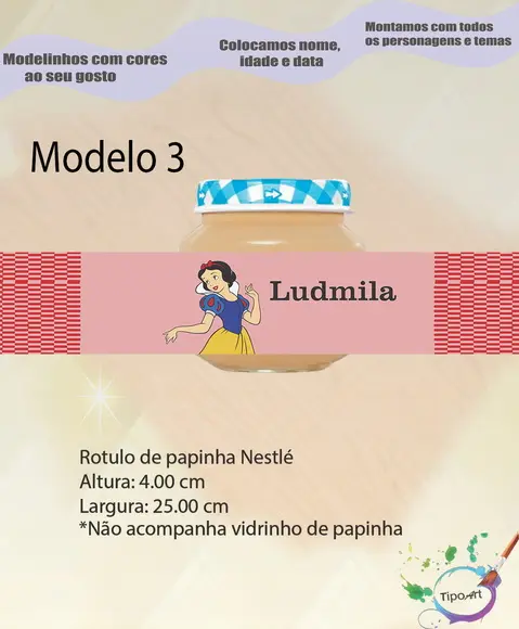 Rótulo Vidro Papinha-branca de Neve