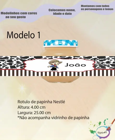 Rótulo Vidro Papinha-cowboy