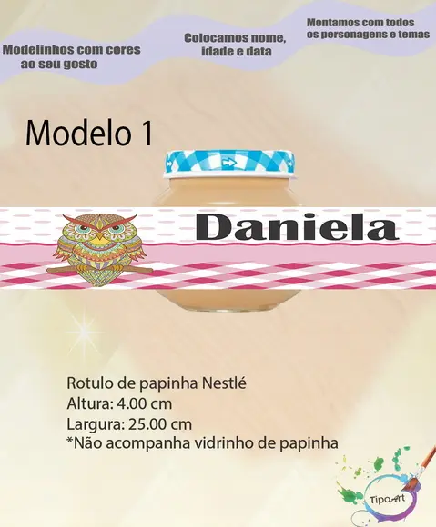 Rótulo Vidro Papinha-coruja