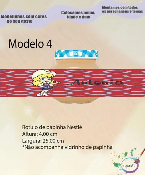 Rótulo Vidro Papinha-cowboy