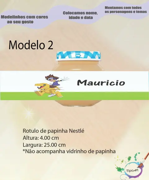 Rótulo Vidro Papinha-digimon