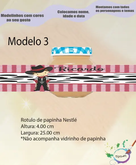 Rótulo Vidro Papinha-cowboy
