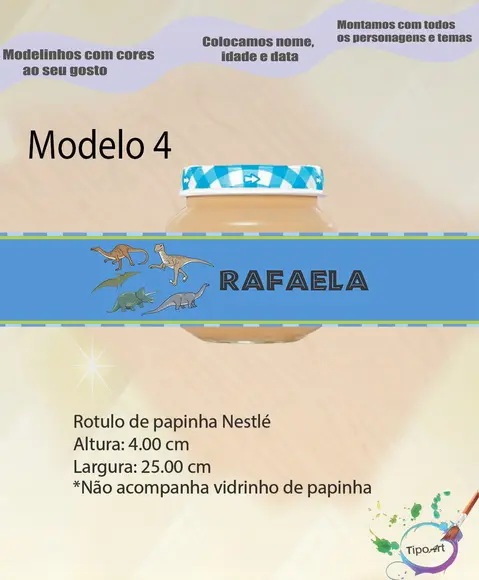 Rótulo Vidro Papinha-dinossauros