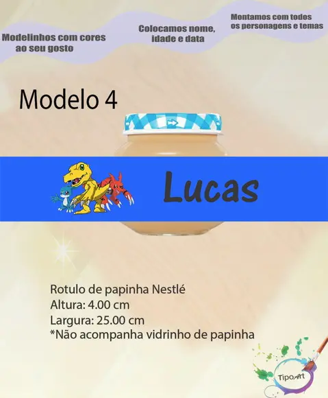 Rótulo Vidro Papinha-digimon