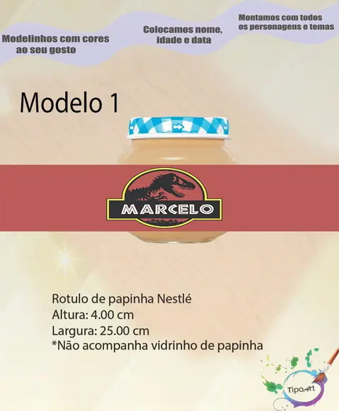 Rótulo Vidro Papinha-dinossauros