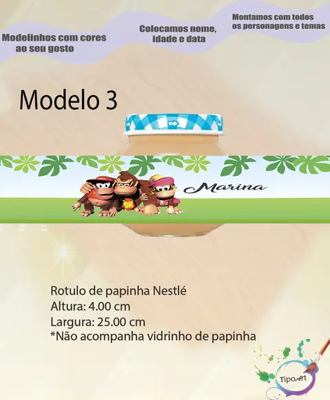 Rótulo Vidro Papinha-donkey Kong