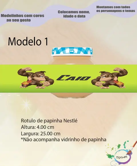 Rótulo Vidro Papinha-donkey Kong