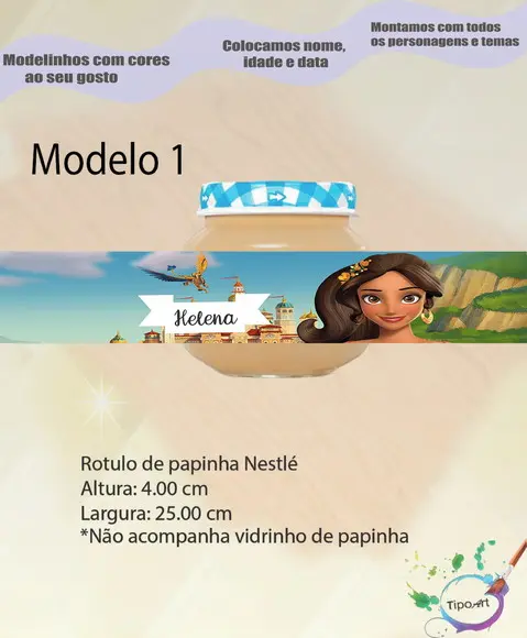 Rótulo Vidro Papinha-elena de Avalor