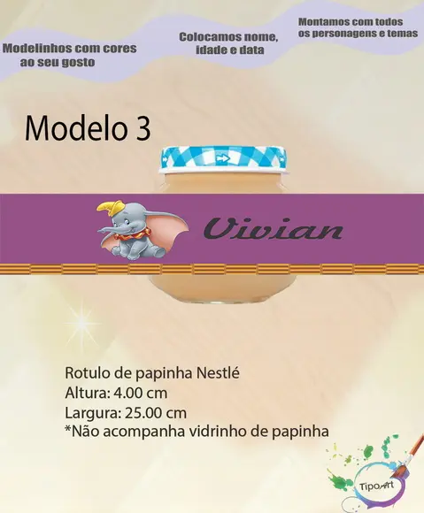 Rótulo Vidro Papinha-dumbo