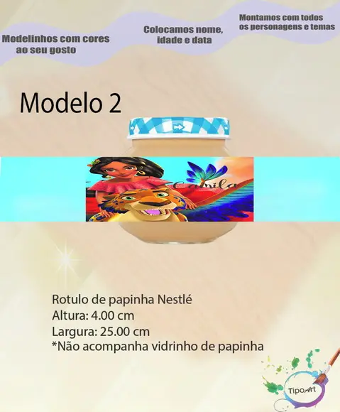 Rótulo Vidro Papinha-elena de Avalor