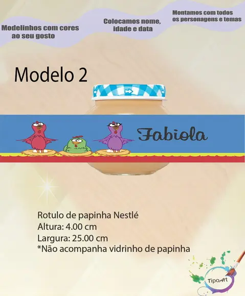 Rótulo Vidro Papinha-galinha Pintadinha