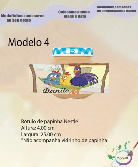 Rótulo Vidro Papinha-galinha Pintadinha
