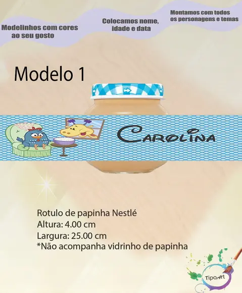 Rótulo Vidro Papinha-galinha Pintadinha