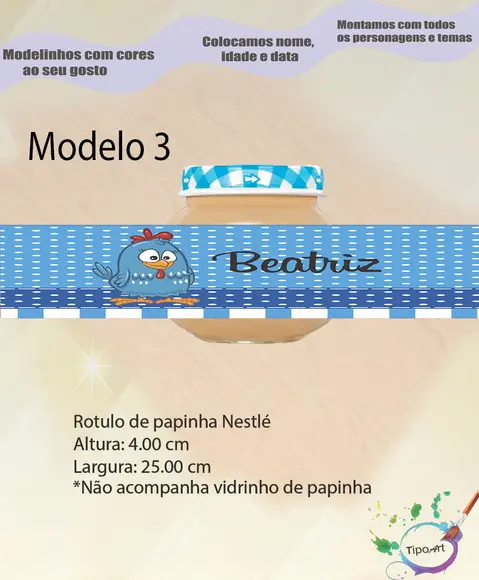Rótulo Vidro Papinha-galinha Pintadinha