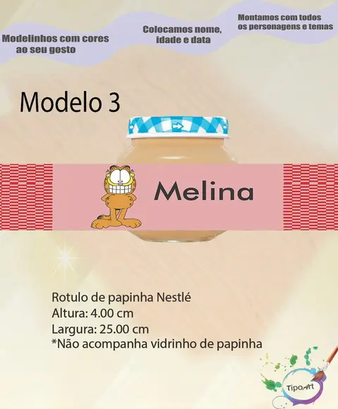 Rótulo Vidro Papinha-garfield