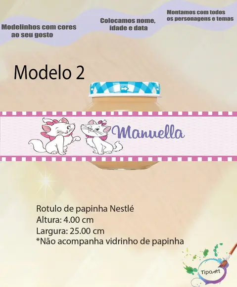 Rótulo Vidro Papinha-gatinha Marie