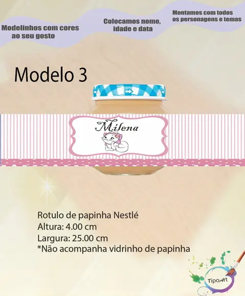 Rótulo Vidro Papinha-gatinha Marie