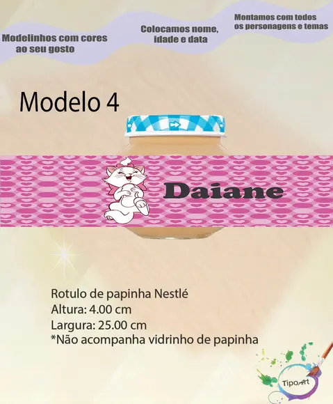 Rótulo Vidro Papinha-gatinha Marie