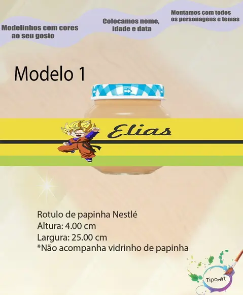 Rótulo Vidro Papinha-goku