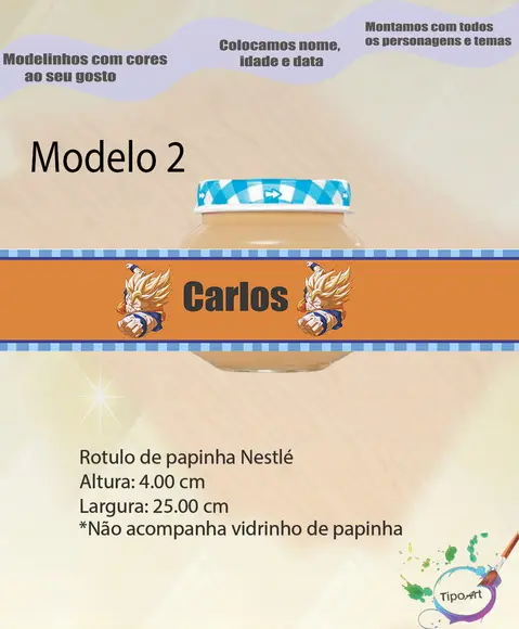 Rótulo Vidro Papinha-goku