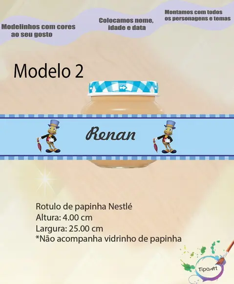 Rótulo Vidro Papinha-grilo Falante