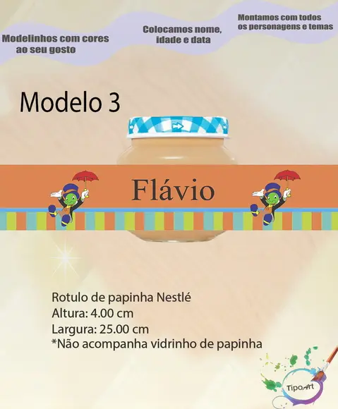 Rótulo Vidro Papinha-grilo Falante