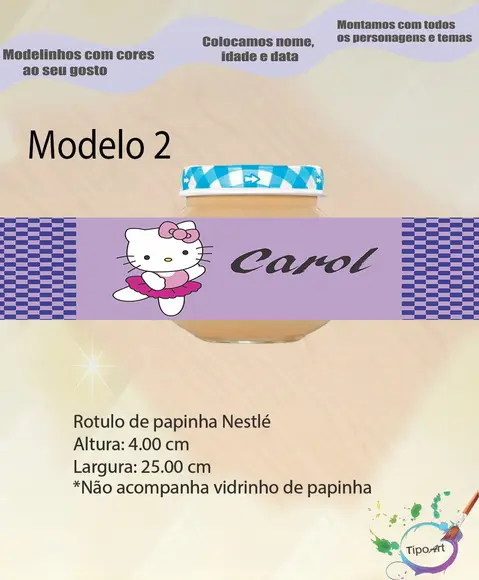 Rótulo Vidro Papinha-hello Kitty