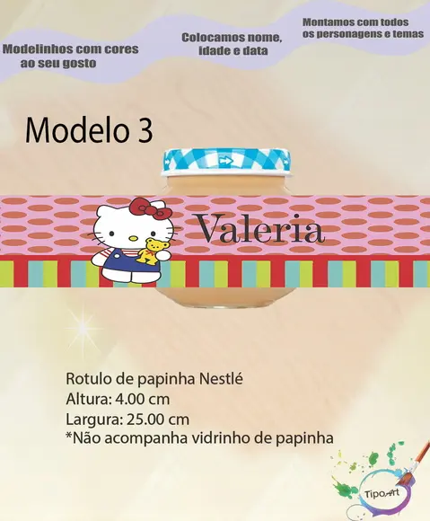 Rótulo Vidro Papinha-hello Kitty