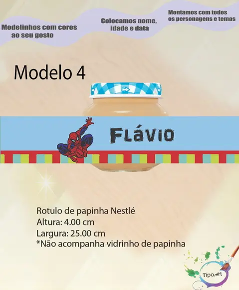 Rótulo Vidro Papinha-homem Aranha