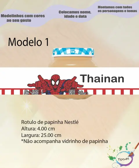 Rótulo Vidro Papinha-homem Aranha